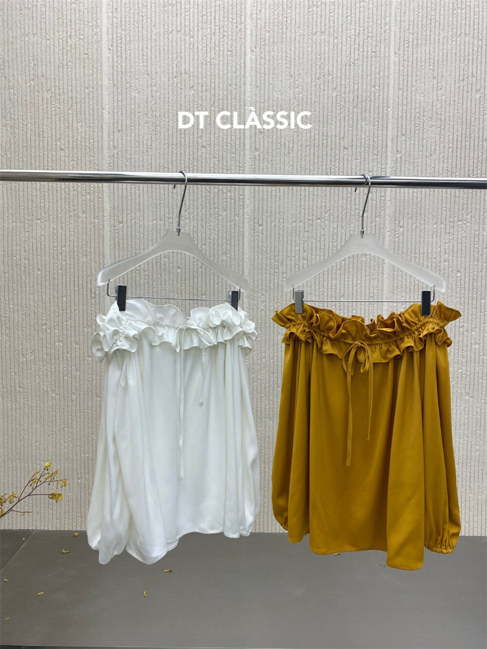2023 early spring new!【DT CLASSIC】Slim shirt with one shoulder with fungus 5366# ZXL