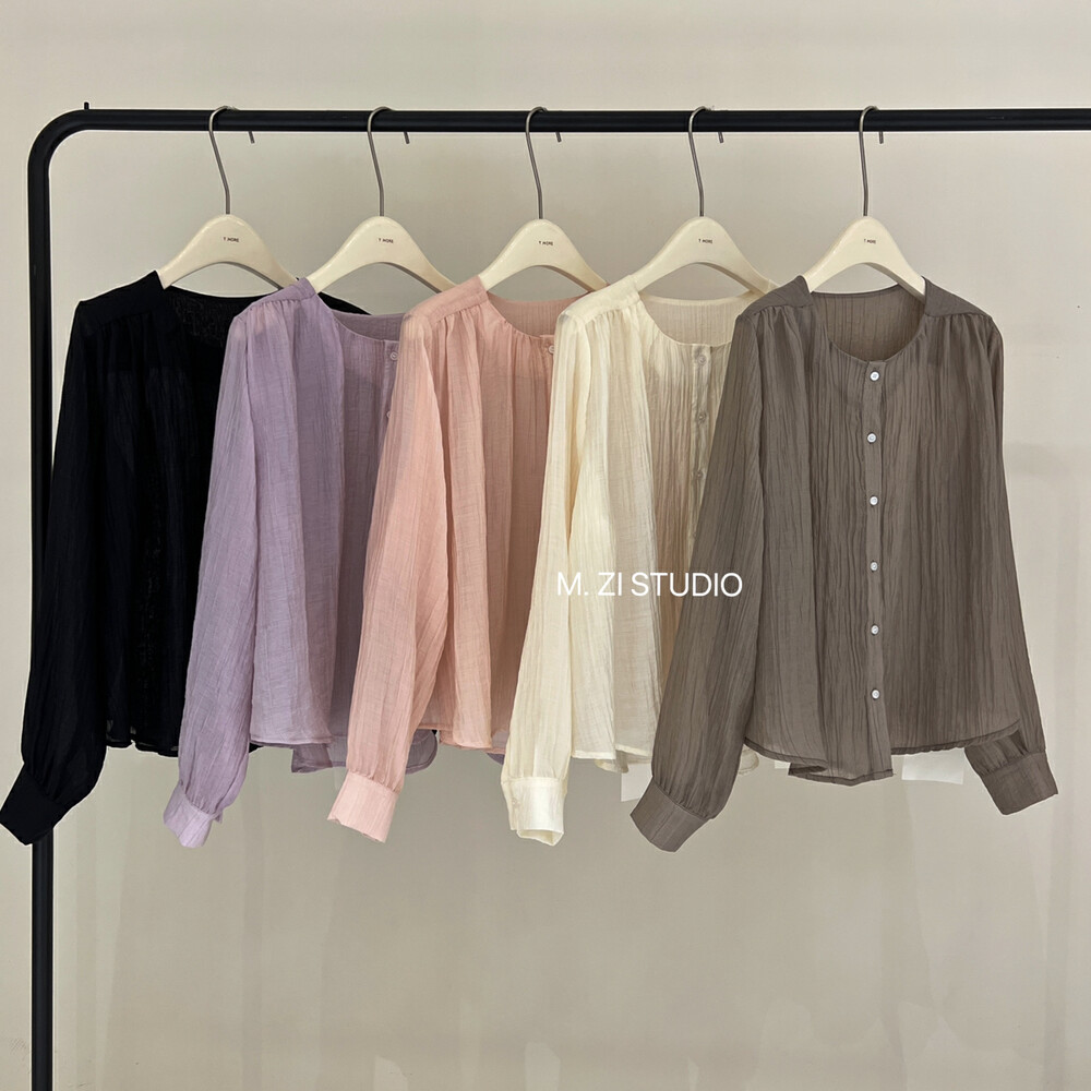 【M.ZI STUDIO】簡約百搭雪紡襯衫  A15292#  HBX