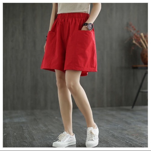 Wide-leg shorts women's spring and summer casual new loose high waist thin all-match straight five-point tooling plus size pants