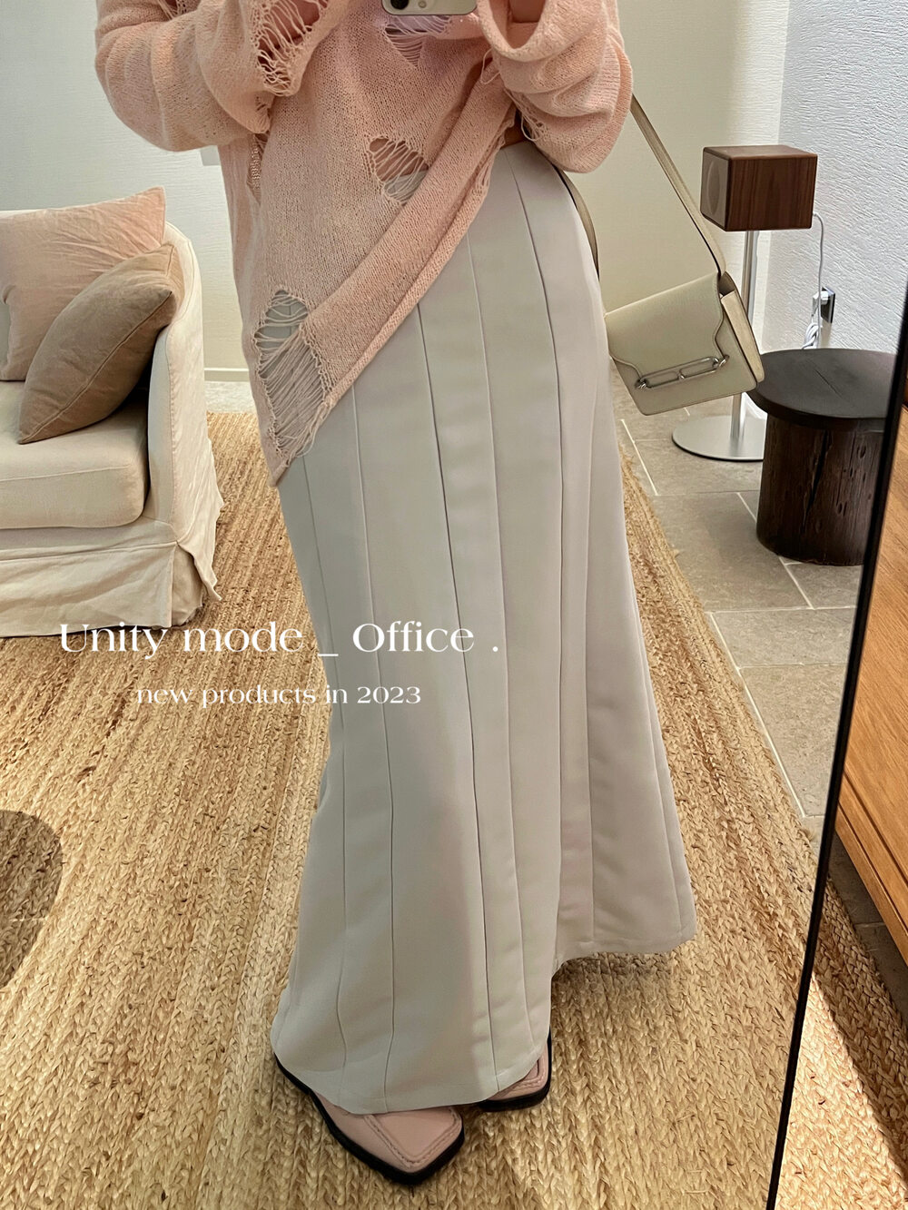 【UNITY】Spring women's OL commuter high waist long skirt retro high-quality pleated skirt Y230138-1# ZXL