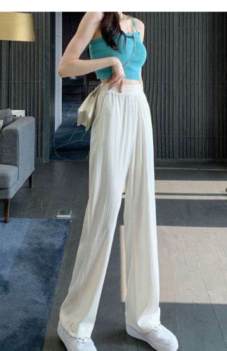  new white chiffon wide-leg pants women's summer thin section drape ice silk trembling anti-mosquito pants straight-leg pants