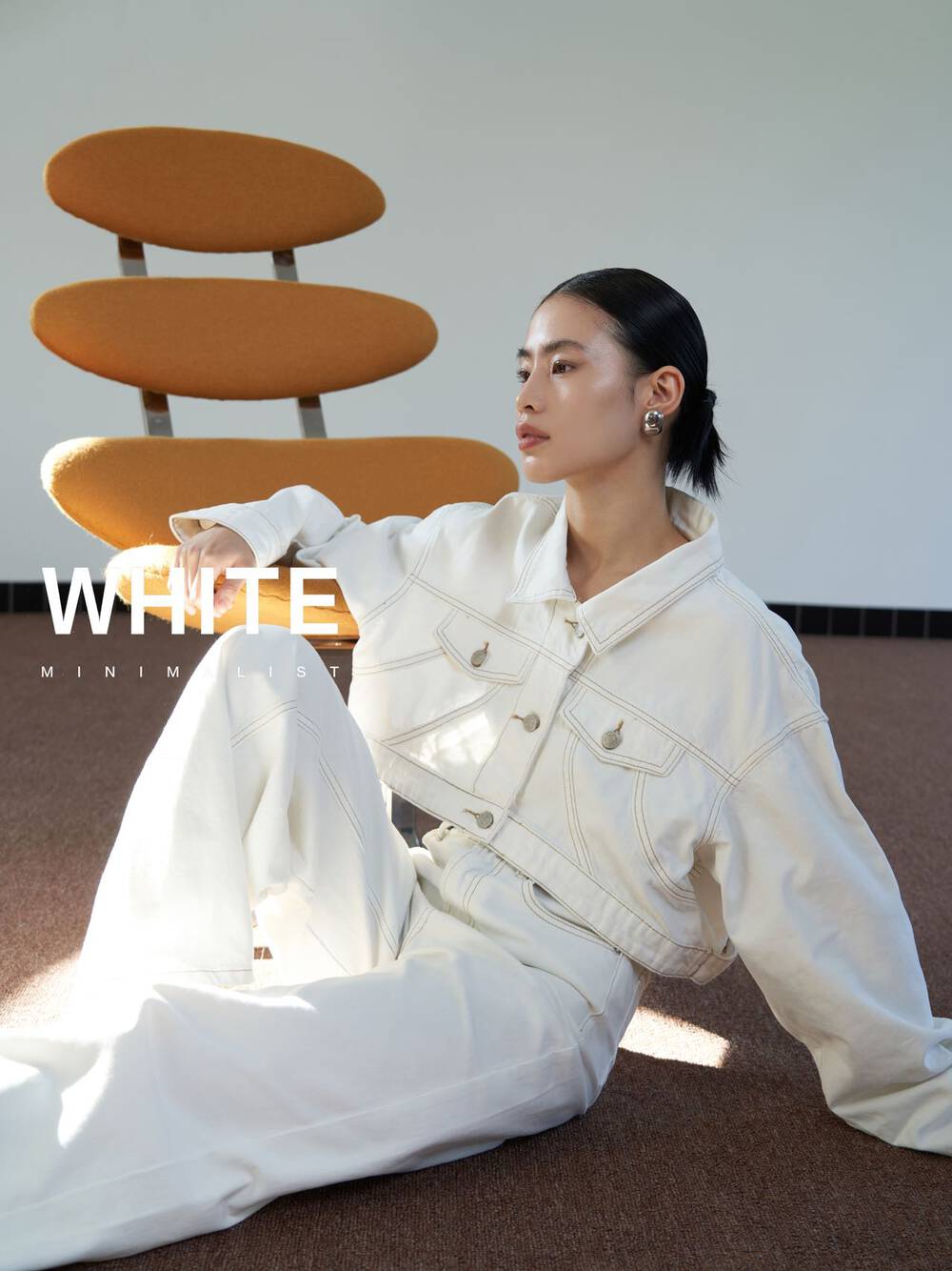 2023 early spring new!【WHITE】Short fashion single-breasted all-match denim jacket W88909# ZXL