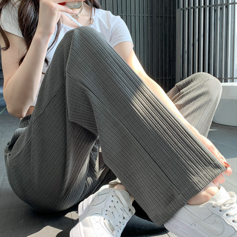  new white chiffon wide-leg pants women's summer thin section drape ice silk trembling anti-mosquito pants straight-leg pants