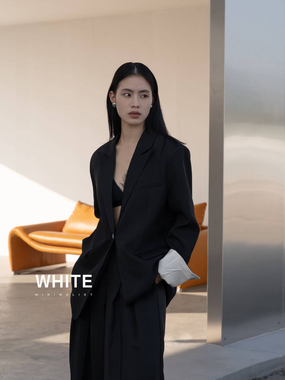 2023 early spring new style! [WHITE] commuter fashion temperament pocket casual suit W88889# ZXL