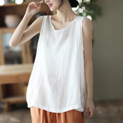 [80-200 catties] large size cotton and linen camisole women's summer outer wear inner slim bottoming shirt sleeveless thin top