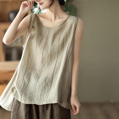 [80-200 catties] large size cotton and linen camisole women's summer outer wear inner slim bottoming shirt sleeveless thin top