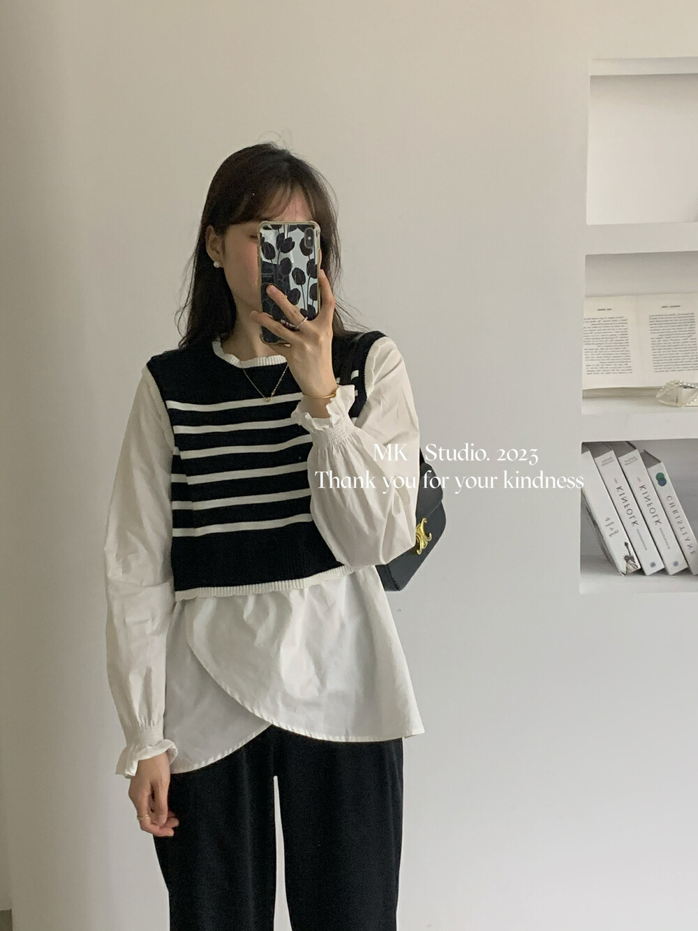 2023 early spring new! [MK] Knitted stitching shirt fake two small shirts D277# HJY