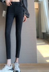 Small smoky gray jeans women's autumn and winter plus velvet nine-point pants women look thin high waist tight outerwear pencil pants