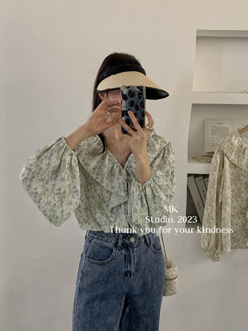 2023 early spring new! 【MK】lotus leaf collar flower gentle temperament small shirt YS1-9066# HJY