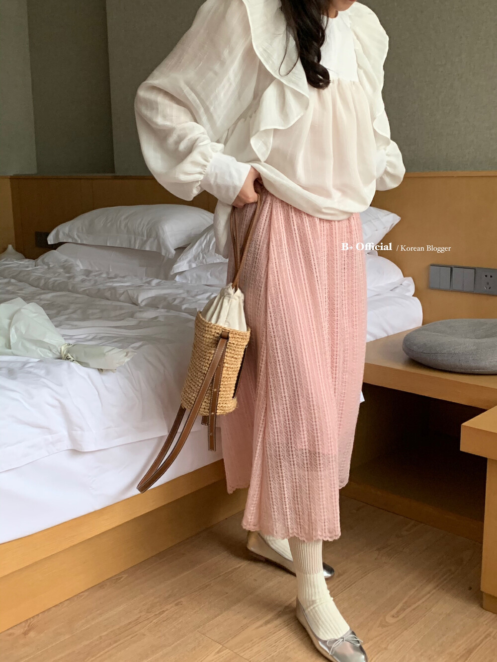 【B Plus】Spring Gentle Fairy Versatile Lace Skirt 23-8883-2# FHX