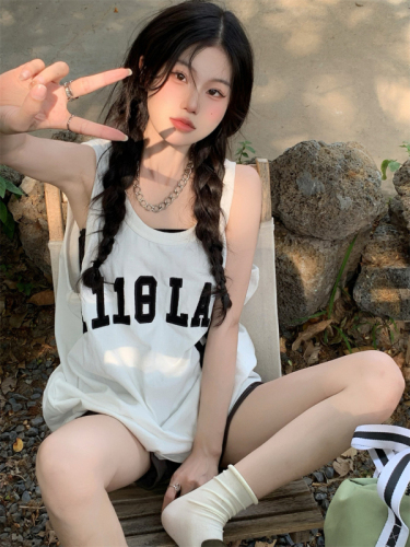 Official picture net price 6535 pull frame cotton Harajuku wind outside wear sleeveless t-shirt sports basketball uniform