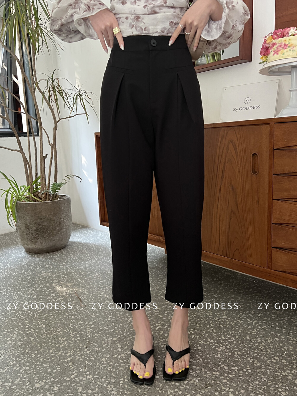 【ZY】Korean daddy pants with high waist and slim nine-point trousers 5862A
