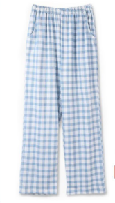 Pure cotton pajama pants women's long summer thin trousers plaid elastic pants loose and can be worn outside in spring, autumn and winter home pants