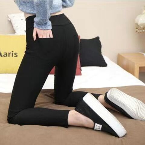 Leggings women's outerwear spring, autumn and winter plus velvet 2023 new all-match slimming feet high waist black magic pencil pants