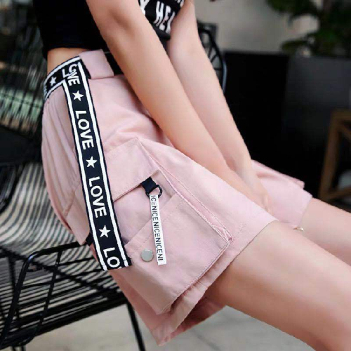 Cotton summer shorts female summer student Korean version loose hiphop overalls female all-match thin casual pants female