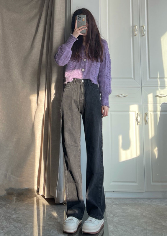 Non real shot autumn and winter Korean version straight tube loose hanging feeling high waist thin Baita mopping daddy wide leg pants