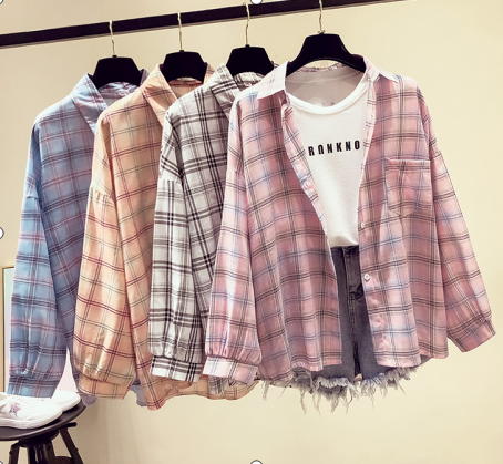 Plaid Shirt Long Sleeve women's wear 2020 new fashion spring autumn loose coat sun proof women's top light mature