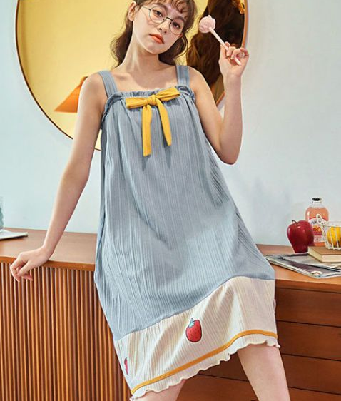 Summer sling nightdress female summer pure cotton sexy thin Korean version cute student sleeveless pajamas skirt home service summer