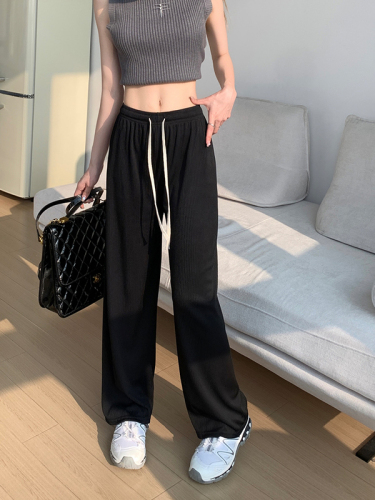 Real price real shot All-match drape thin section slim elastic waist strap trousers cool cool trousers