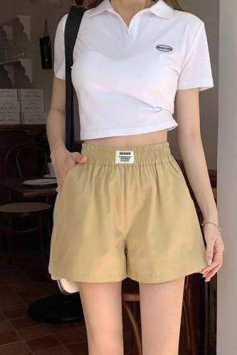 Real price~2023 summer new Korean style elastic waist all-match straight shorts casual pants hot pants women