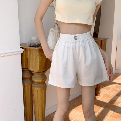 Real price~2023 summer new Korean style elastic waist all-match straight shorts casual pants hot pants women