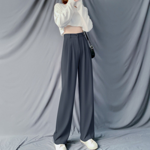 Brown wide-leg pants women's spring and autumn 2023 new suit pants loose straight casual pants high waist drape floor mopping trousers