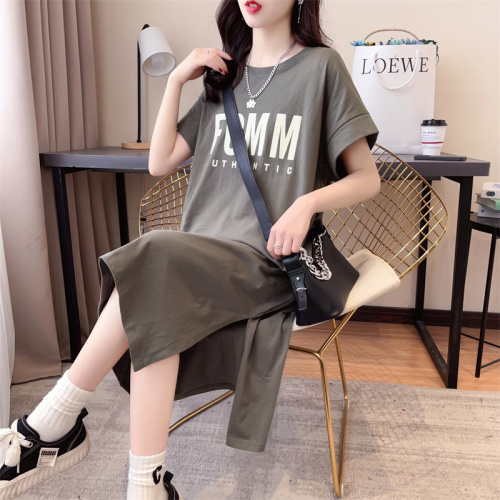 Real shot chic all-match simple loose long T-shirt dress