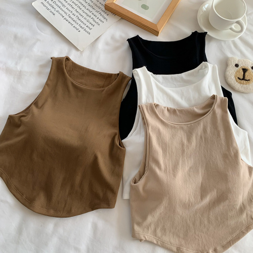 Small camisole for women with chest pad inside and outside wear ice silk summer I-shaped beautiful back bottoming tube top wrap chest top