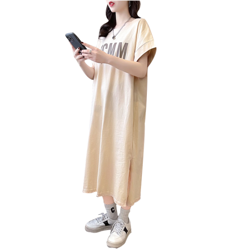 Real shot chic all-match simple loose long T-shirt dress