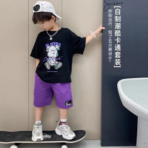 Boys' summer suit 2023 new net red children's handsome boy trendy summer foreign sports two-piece suit
