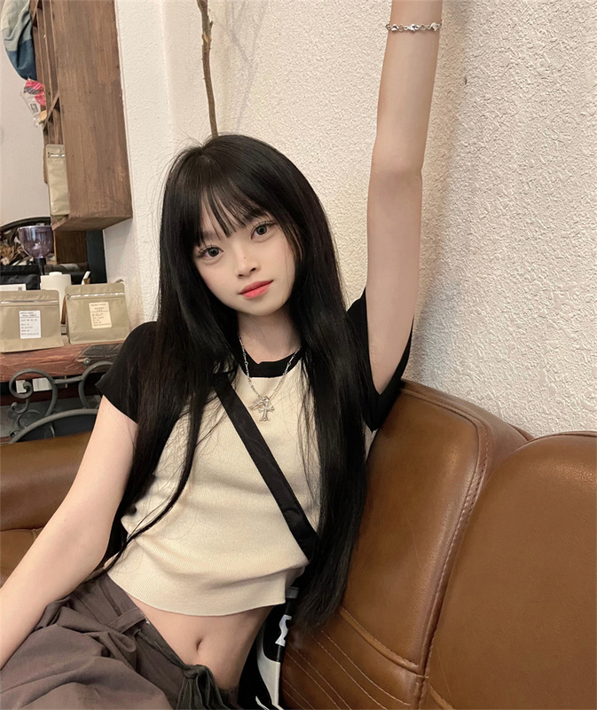 Real price real shot retro hit color raglan shoulder short-sleeved t-shirt female summer hot girl navel short knitwear top