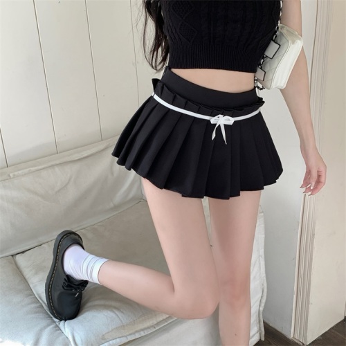 Real shot real price Girls' legs pressed pleated pleated skirt high waist slimming all-match culottes hot girl a-line skirt