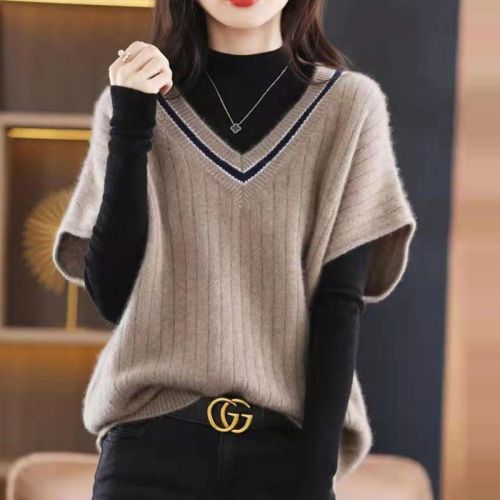 Knitted vest women's waistcoat pullover sweater sweater outer wear fat mm autumn and winter vest women