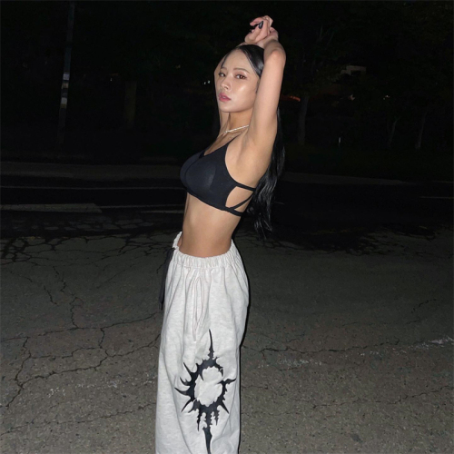 Protected ~ American retro sports pants loose wide-leg pants jazz dance casual pants men's and women's spring and summer trousers