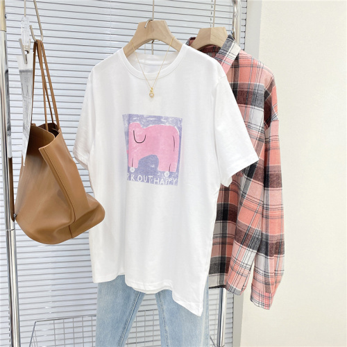 Official picture real price gram back bag strip spring and summer pure cotton large size women's short-sleeved shirt