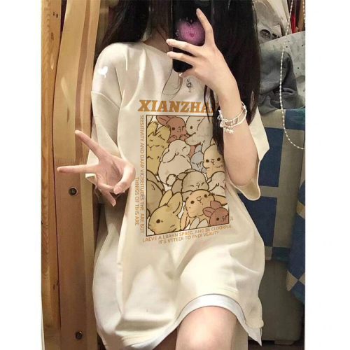 Official image Cotton wrap collar 2023 summer Korean style loose oversized top short-sleeved letter printed T-shirt trend