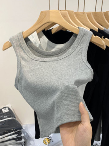 95% Cotton Threaded Camisole Sports Vest Women's Inner Bottom Anti-Flip Sleeveless Top