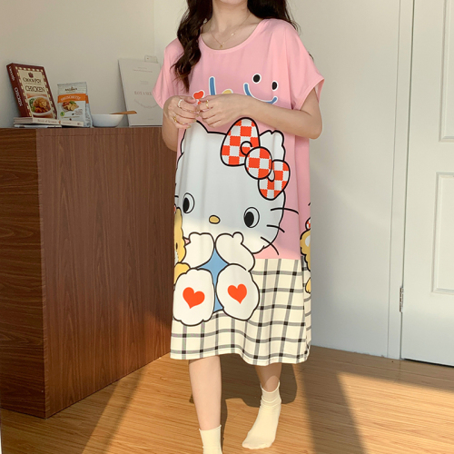  new summer pajamas loose plus fat plus nightdress cartoon pregnant women slim dress