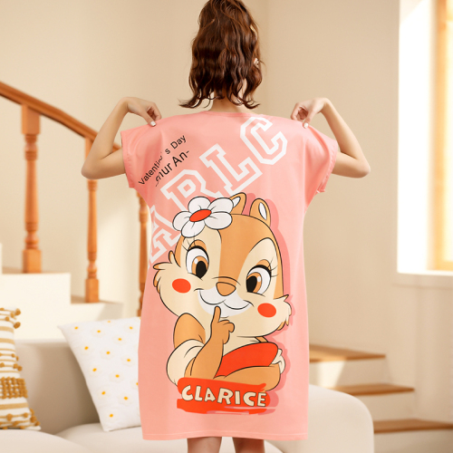  new summer pajamas loose plus fat plus nightdress cartoon pregnant women slim dress