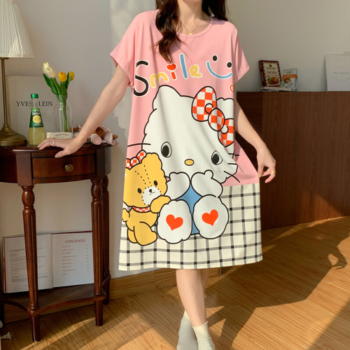  new summer pajamas loose plus fat plus nightdress cartoon pregnant women slim dress