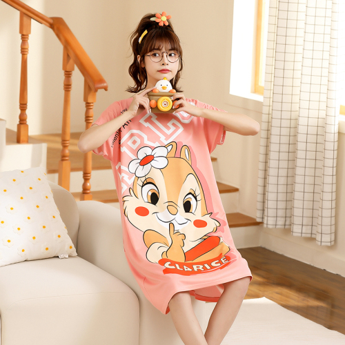  new summer pajamas loose plus fat plus nightdress cartoon pregnant women slim dress