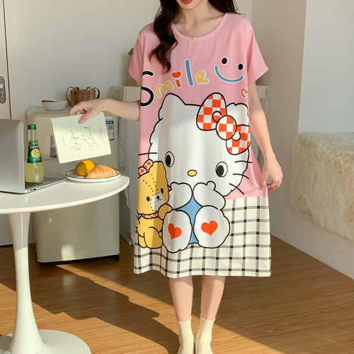  new summer pajamas loose plus fat plus nightdress cartoon pregnant women slim dress