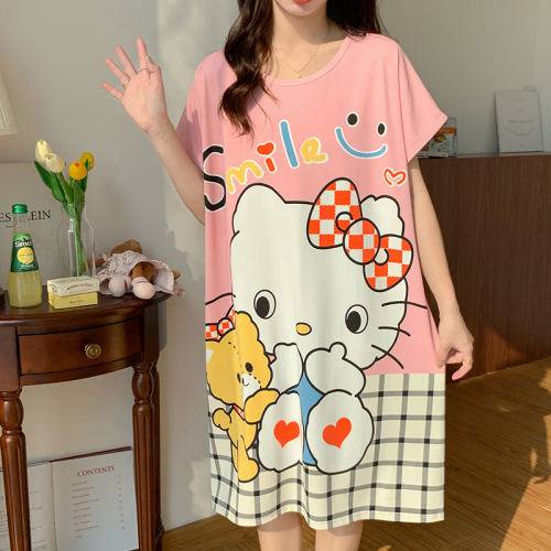  new summer pajamas loose plus fat plus nightdress cartoon pregnant women slim dress