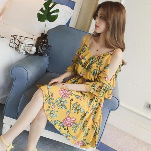  Internet celebrity summer new women's clothing French niche super fairy small foreign style platycodon flower floral dress