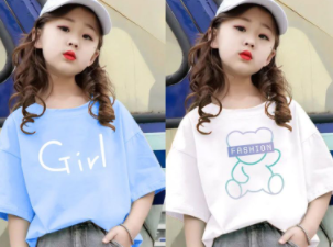 Summer children's short-sleeved T-shirt  new foreign style girls' bottoming shirt baby clothes tide 1/2