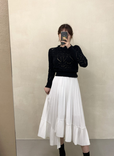 Korean ins summer style irregular pleated flounce chiffon skirt female