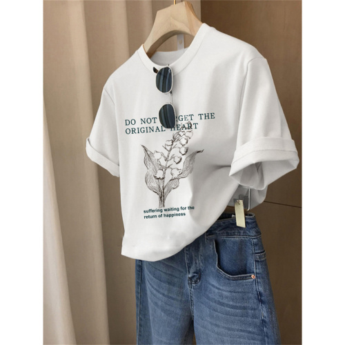 Official picture net price 200g back bag spring and summer pure cotton large size women's short-sleeved T-shirt