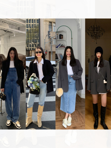 pusumede black long-sleeved suit jacket women's new niche design Korean style rear slit casual small suit