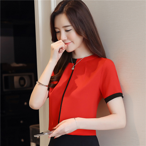 Chiffon shirt women's summer clothes new trendy cover belly short-sleeved slim super fairy top clothes foreign style sweet