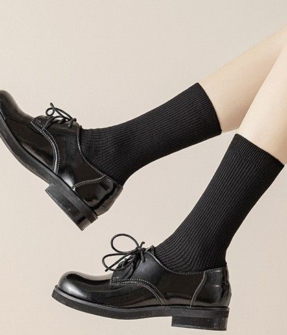 Black JK calf socks women's spring and autumn Lolita pile socks ins tide stockings net red mid-tube over-the-knee socks